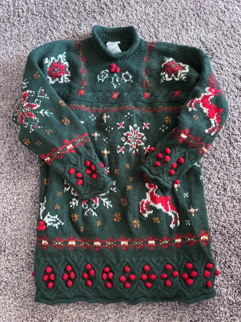 Vintage Laura Ashley Wool Blend Christmas Sweater XL Reindeer Novelty Rare